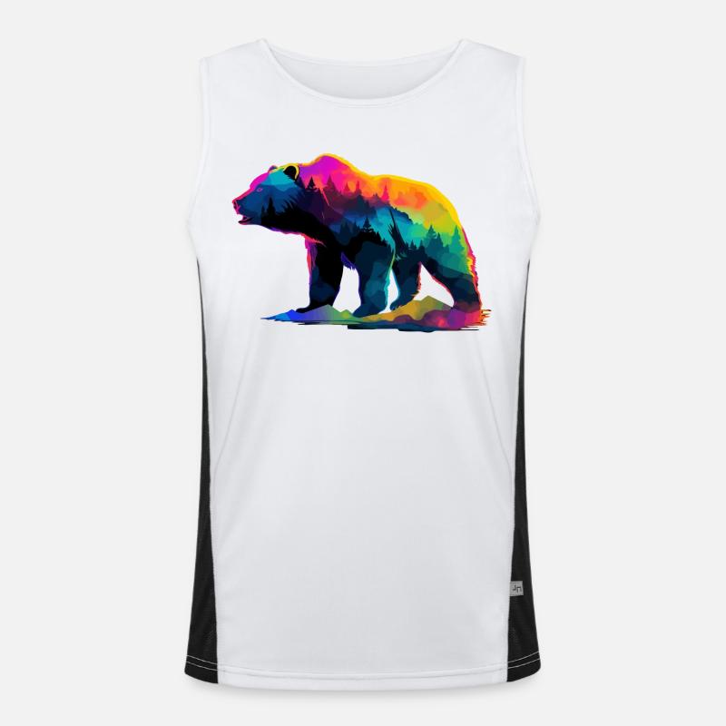 Bear In The Mountains  Men's Functional Contrast Tank Top 