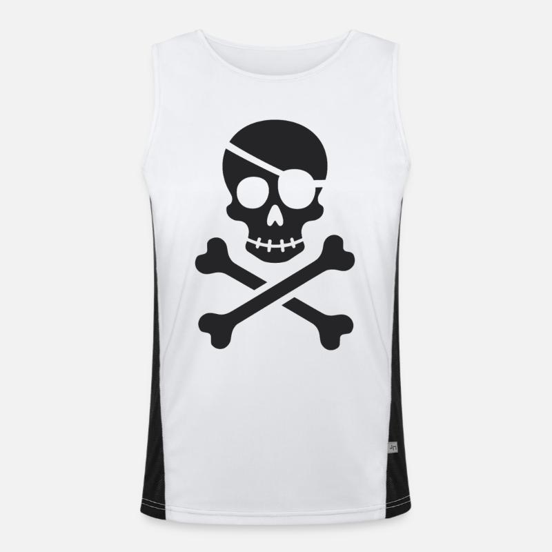 Classic Jolly Roger Pirate Skull Men's Functional Contrast Tank Top 