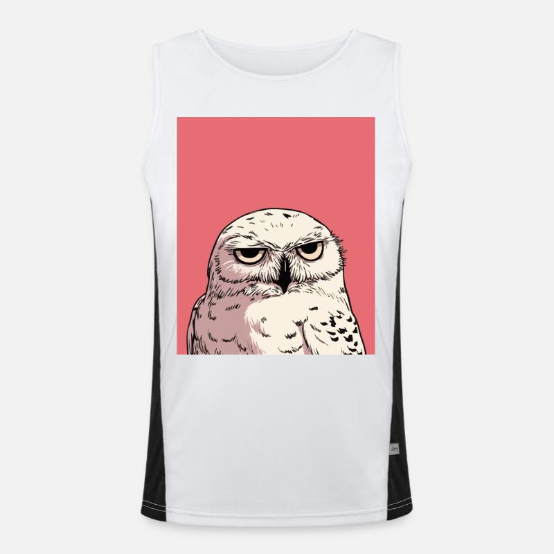 Grumpy Owl Illustration – Urteilende Tierkunst De Funktionelles Kontrast-Tank Top für Männer 