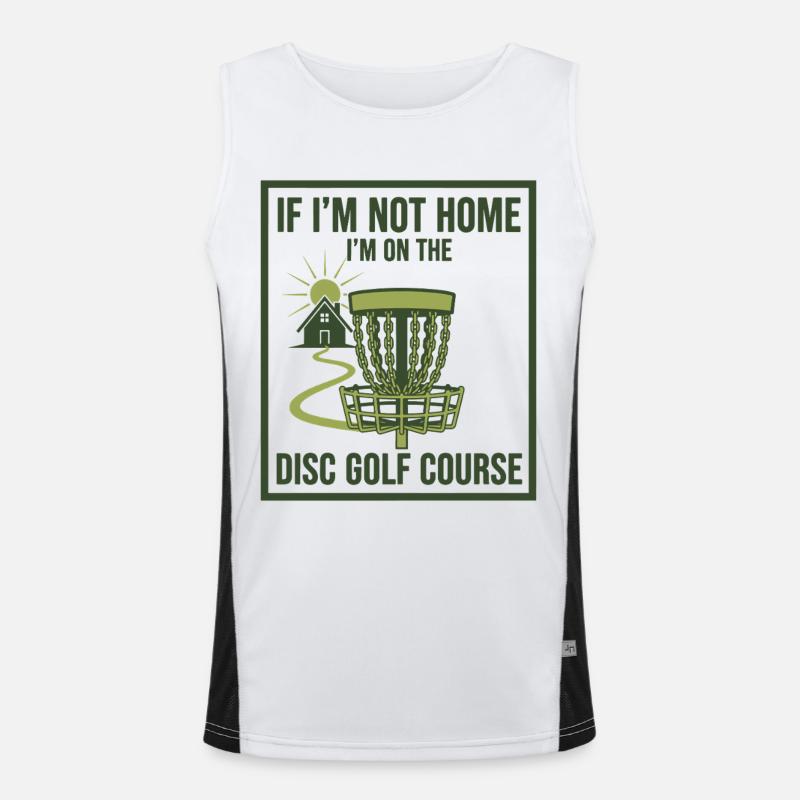 Wenn ich nicht zu Hause bin, bin ich auf dem Discgolfplatz Funktionelles Kontrast-Tank Top für Männer 