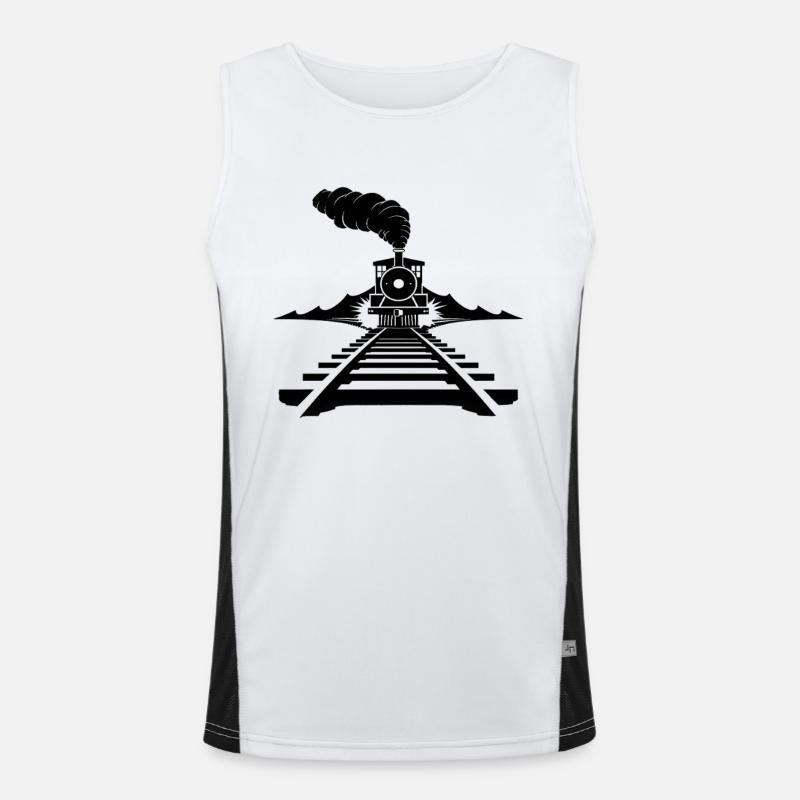 Railway Sketch - Men's Functional Contrast Tank Top  - white/black