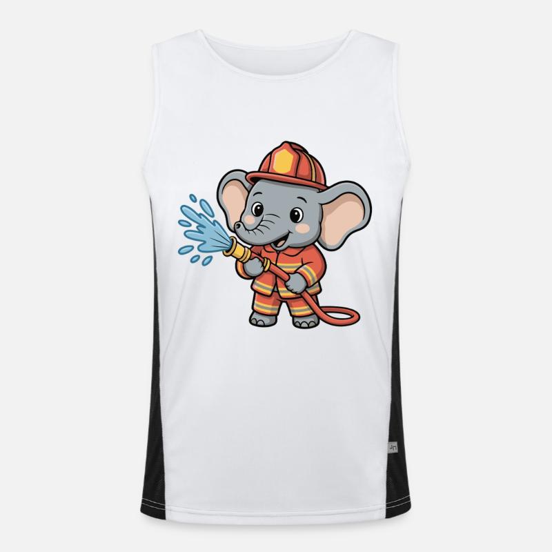 Fire Brigade Elephant Hose Splash - Men's Functional Contrast Tank Top  - white/black