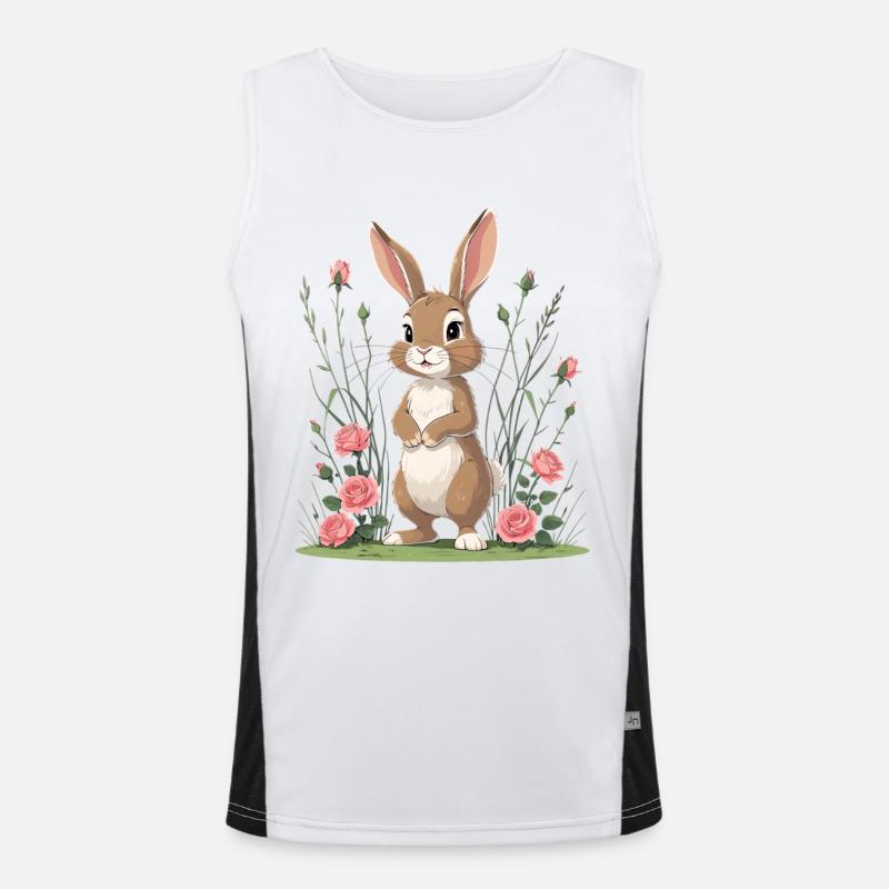 Hase im Rosengarten Funktionelles Kontrast-Tank Top für Männer 