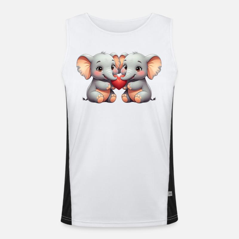 Elephant friends with a heart Men's Functional Contrast Tank Top 