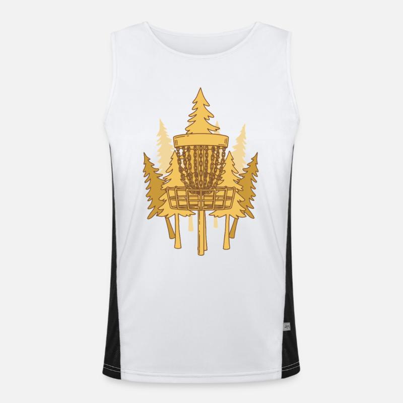 Disc Golf Basket Pines Flying Disc Golf Szene Funktionelles Kontrast-Tank Top für Männer 