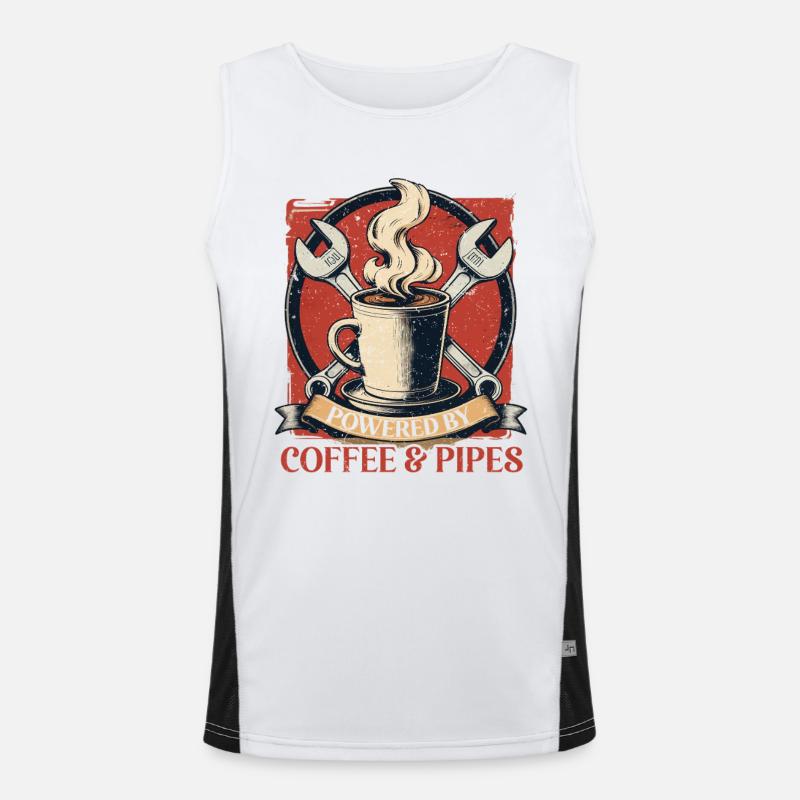 Pipelayers Powered By Coffee & Pipes - Men's Functional Contrast Tank Top  - white/black