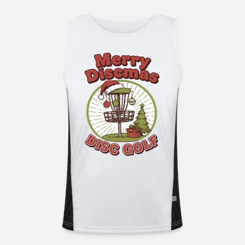 Joyeux Discmas Disc Golf Panier de Disques Volant Drôle Débardeur respirant contrasté Homme 