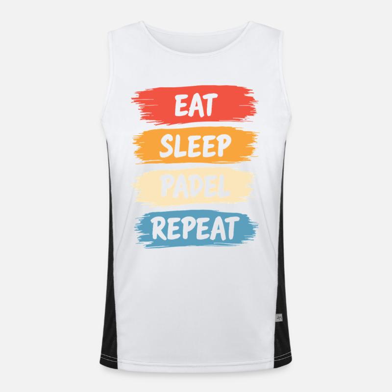 Mode de vie d’athlète répété Eat Sleep Padel Débardeur respirant contrasté Homme 