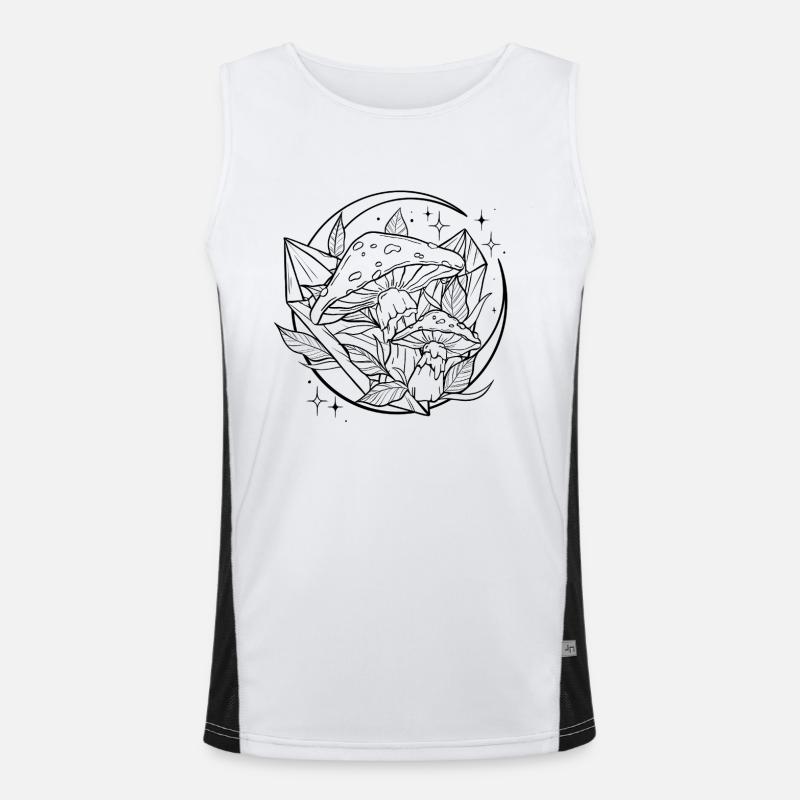 Witchy Toadstool with Magic Crystal - Men's Functional Contrast Tank Top  - white/black