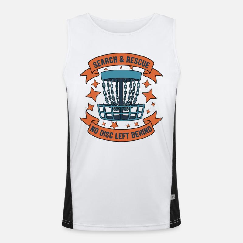 Search And Rescue No Disc Left Behind Disc Golf Funktionelles Kontrast-Tank Top für Männer 
