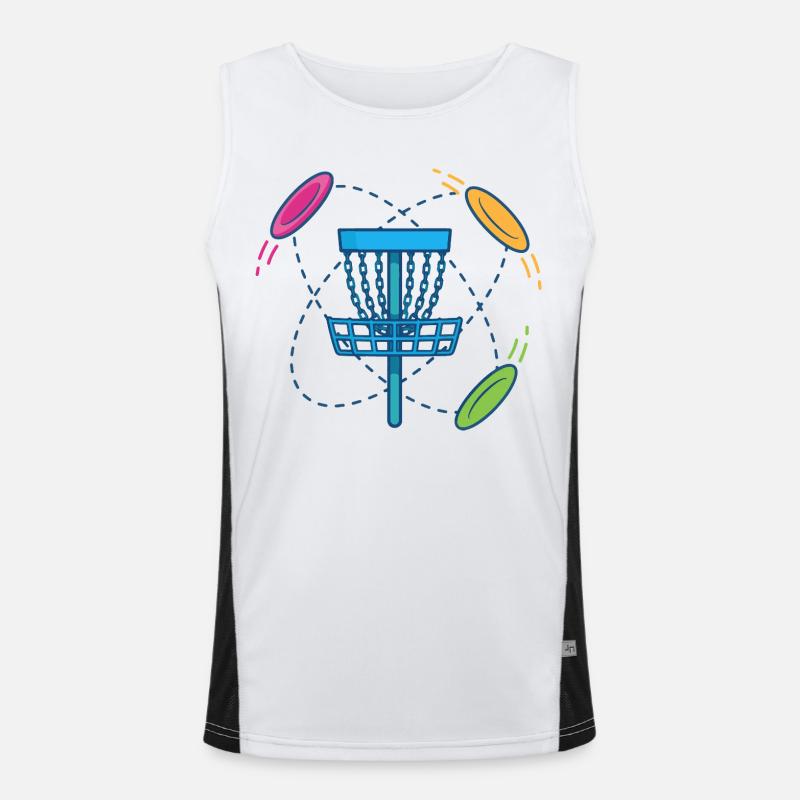 Disc-Golf-Korb und Flying Discs-Szene Funktionelles Kontrast-Tank Top für Männer 