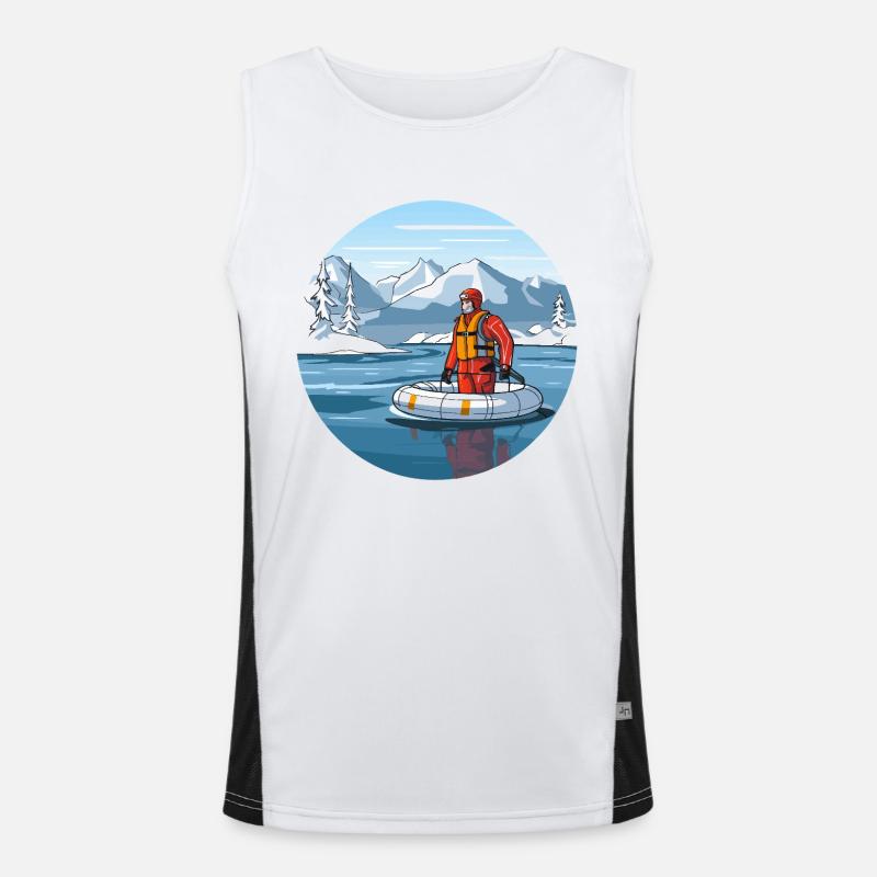 Alpine Rettungsfahrt im Eissee - Men's Functional Contrast Tank Top  - white/black