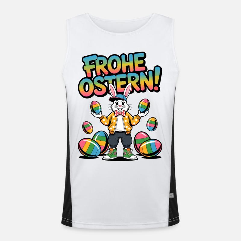 Joyeux Couleurs de Lapins de Pâques Débardeur respirant contrasté Homme 