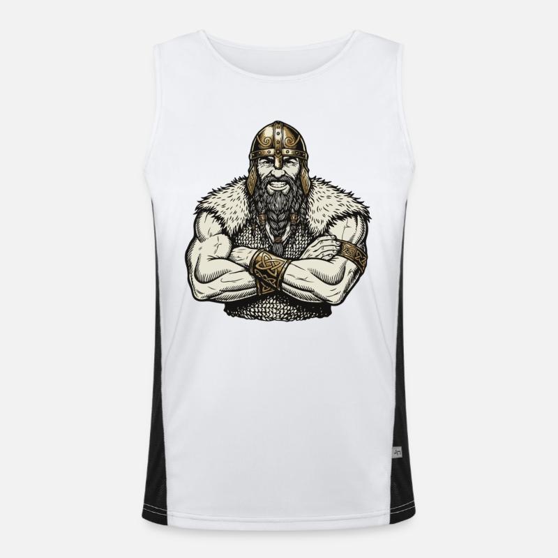 Wikinger Viking Legende Seemann Odin Rabe Kämpfer Funktionelles Kontrast-Tank Top für Männer 