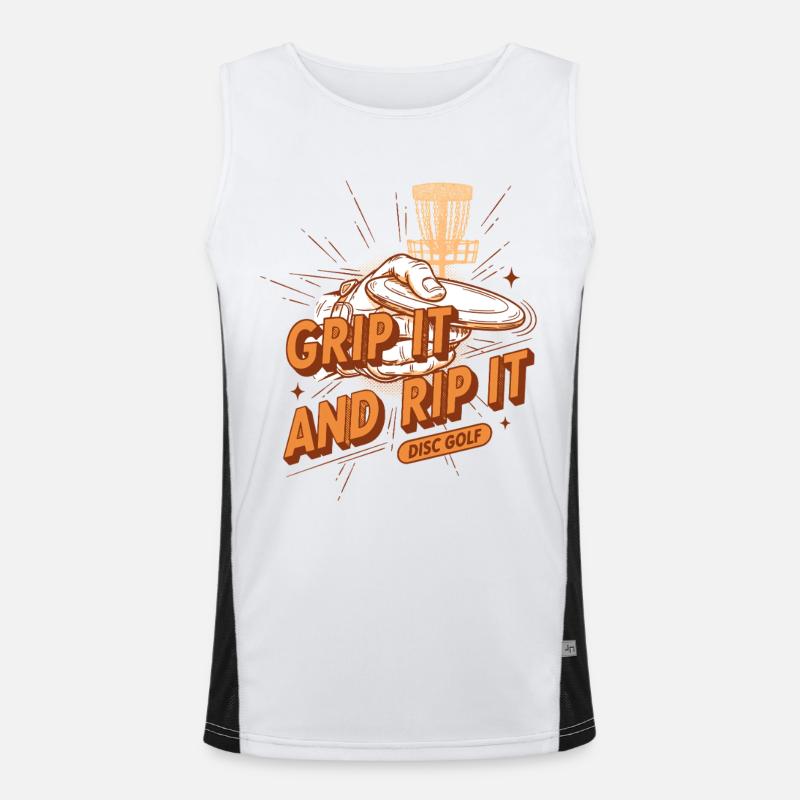 Grip It And Rip It Disc Golf Funny Disc Golf Men's Functional Contrast Tank Top 