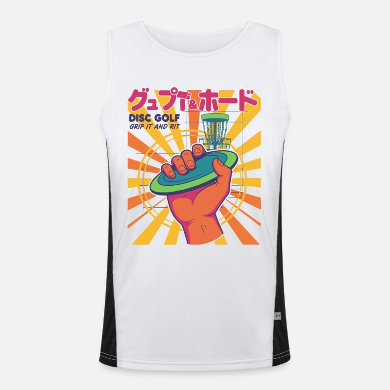 Disc Golf Grip It And Rip It Flying Disc Fun Men's Functional Contrast Tank Top 