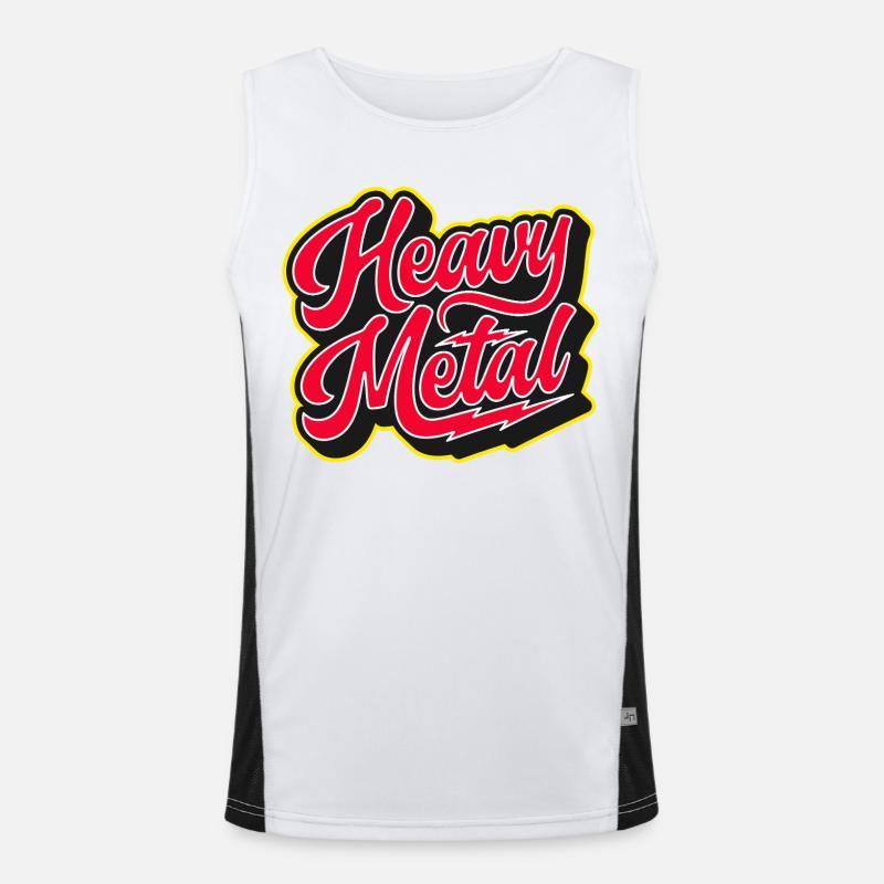 Heavy Metal Bold 3D Script - Men's Functional Contrast Tank Top  - white/black