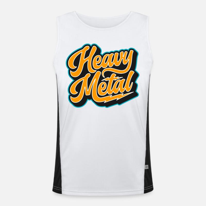 Heavy Metal Bold Script Logo - Men's Functional Contrast Tank Top  - white/black