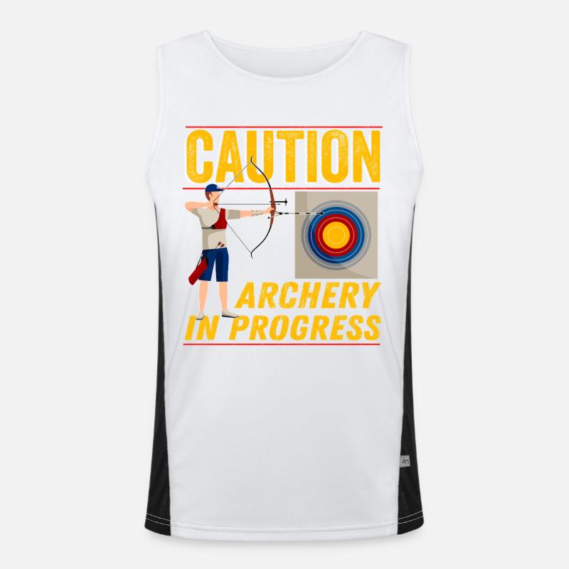 Caution Archery In Progress - Men's Functional Contrast Tank Top  - white/black