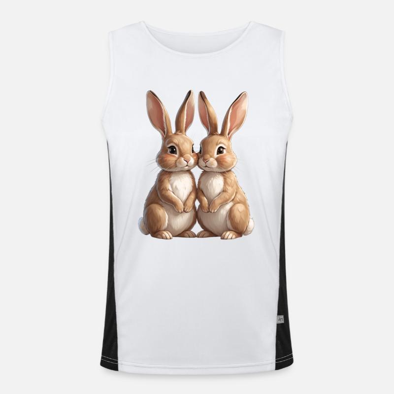 Rabbit Duo Cuddle Picture Men's Functional Contrast Tank Top 