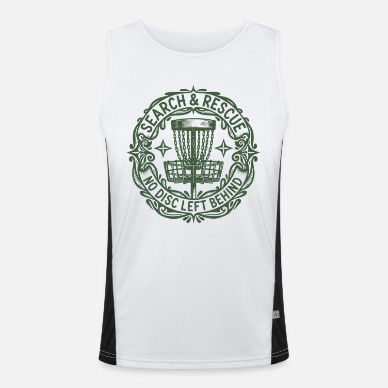 Search And Rescue No Disc Left Behind Disc Golf Funktionelles Kontrast-Tank Top für Männer 