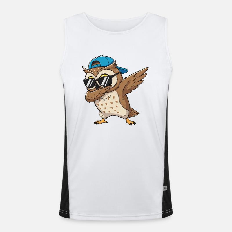 Dessins animés Cool Dab Owl Glasses Débardeur respirant contrasté Homme 