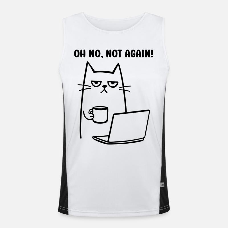 Oh no, not again funny cat with Coffee Notebook Funktionelles Kontrast-Tank Top für Männer 