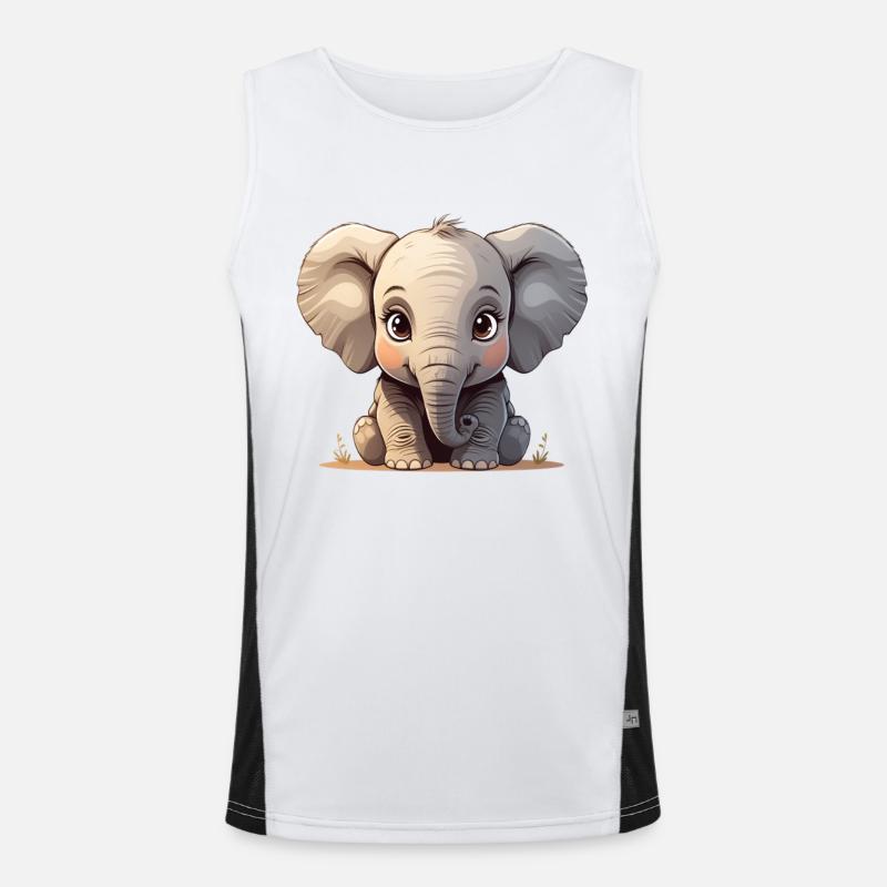 Dessin animé mignon bébé éléphant Débardeur respirant contrasté Homme 