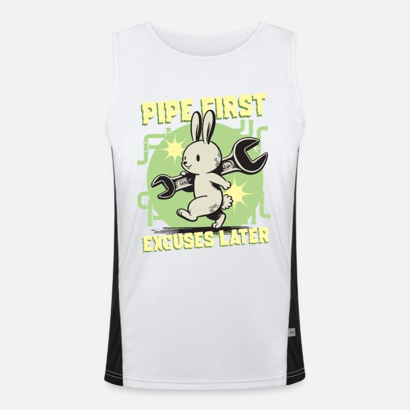 Pipelayer Pipe Builder Pipe First - Men's Functional Contrast Tank Top  - white/black