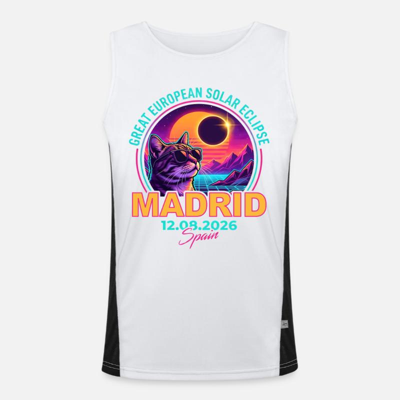 Solar Cat Madrid Eclipse 2026 - Men's Functional Contrast Tank Top  - white/black