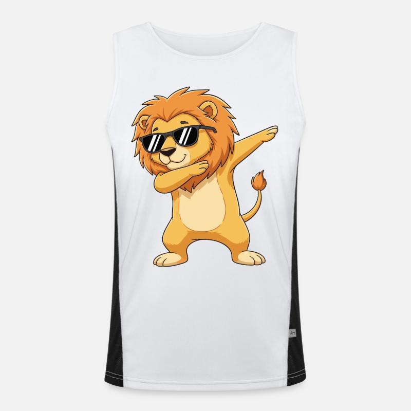 Dessins animés de lunettes de soleil Lion Cool Dabbing Débardeur respirant contrasté Homme 