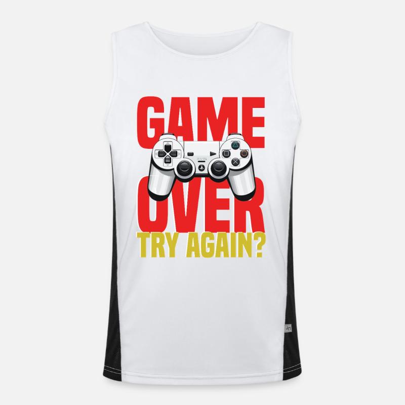 Playing Controller Motif - Men's Functional Contrast Tank Top  - white/black