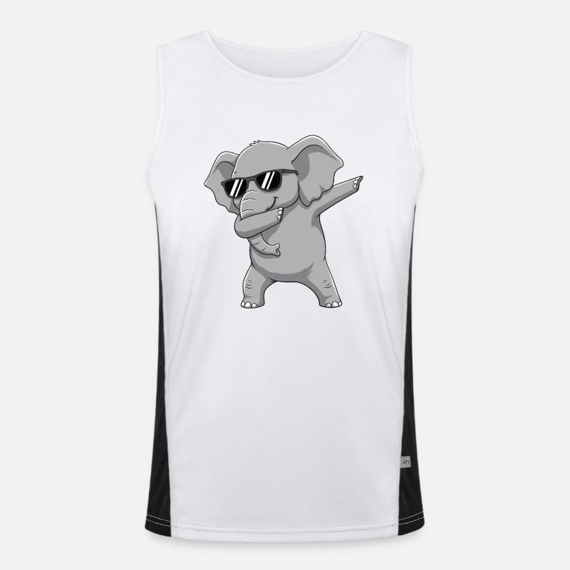 Cool Dabbing Elephant Sonnenbrille Cartoon-Kunst Funktionelles Kontrast-Tank Top für Männer 