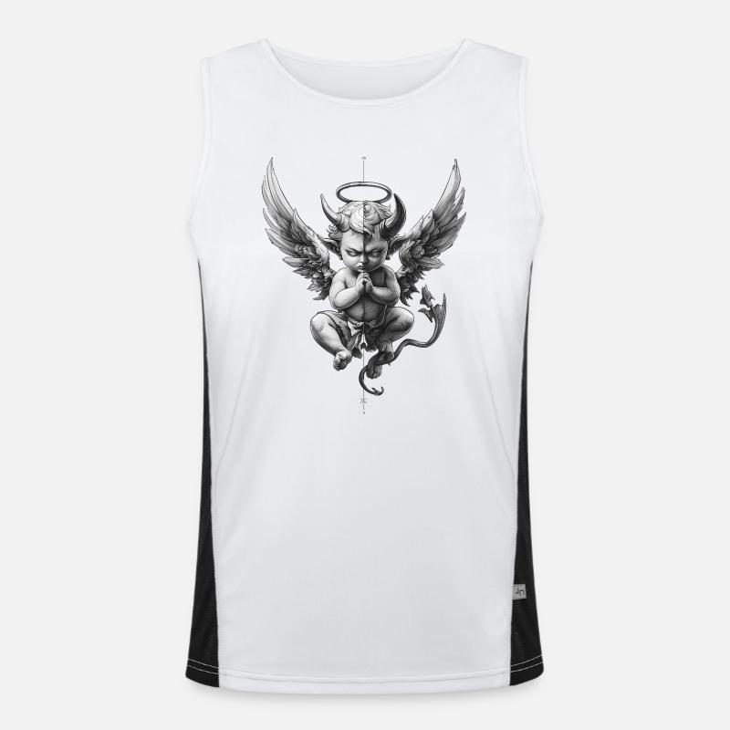 Angels and Devils: Black and White Men's Functional Contrast Tank Top 