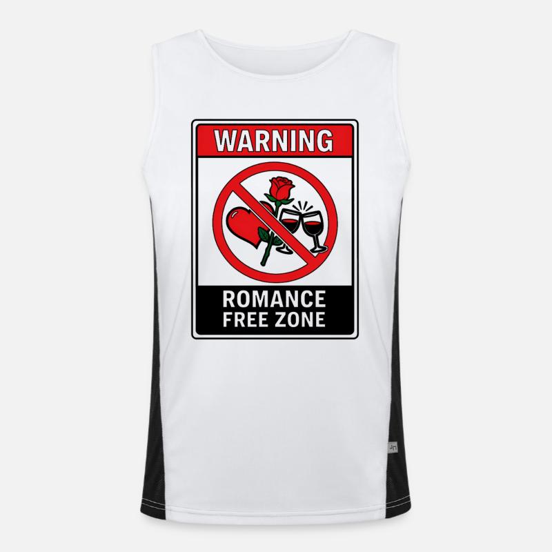 Warning Romance Free Zone Funktionelles Kontrast-Tank Top für Männer 