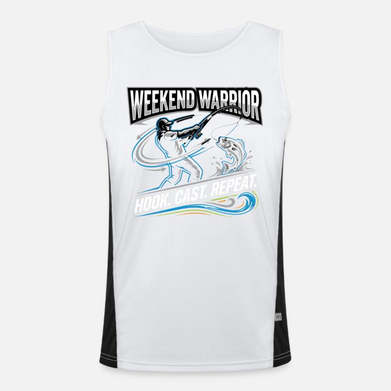 Weekend Warrior Hook Cast Repeat Angler - Men's Functional Contrast Tank Top  - white/black