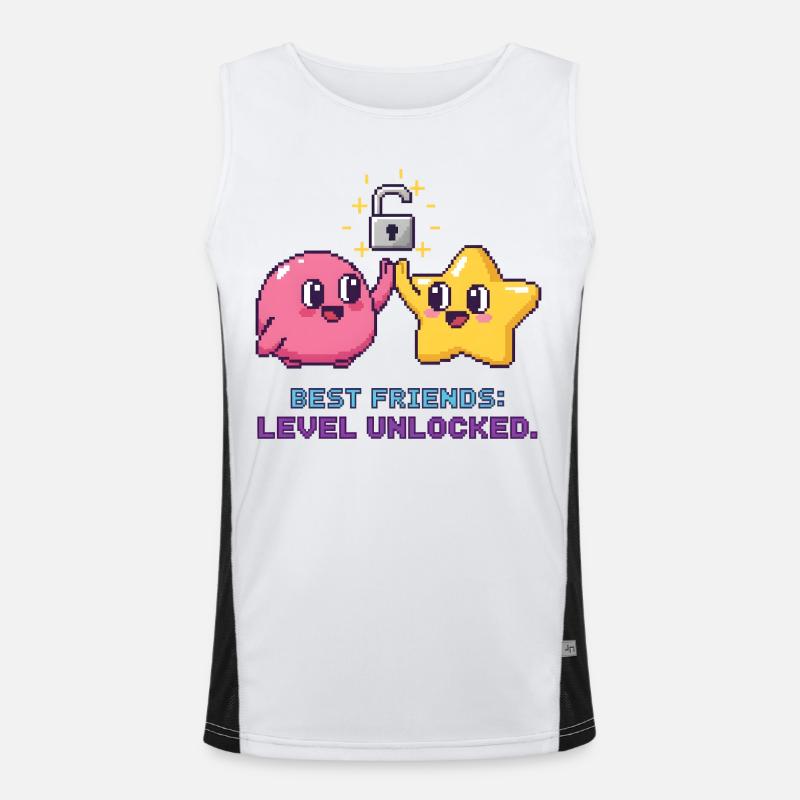 Beste Freunde BFF Pixel Gaming Level Up Funktionelles Kontrast-Tank Top für Männer 