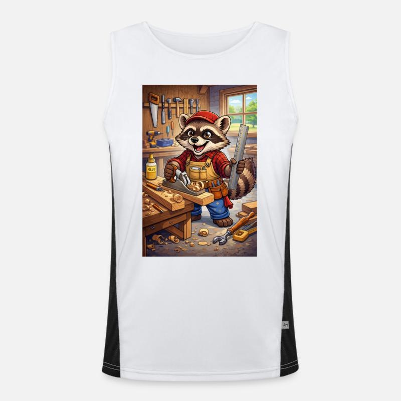 Waschbär Holzhandwerker Funktionelles Kontrast-Tank Top für Männer 