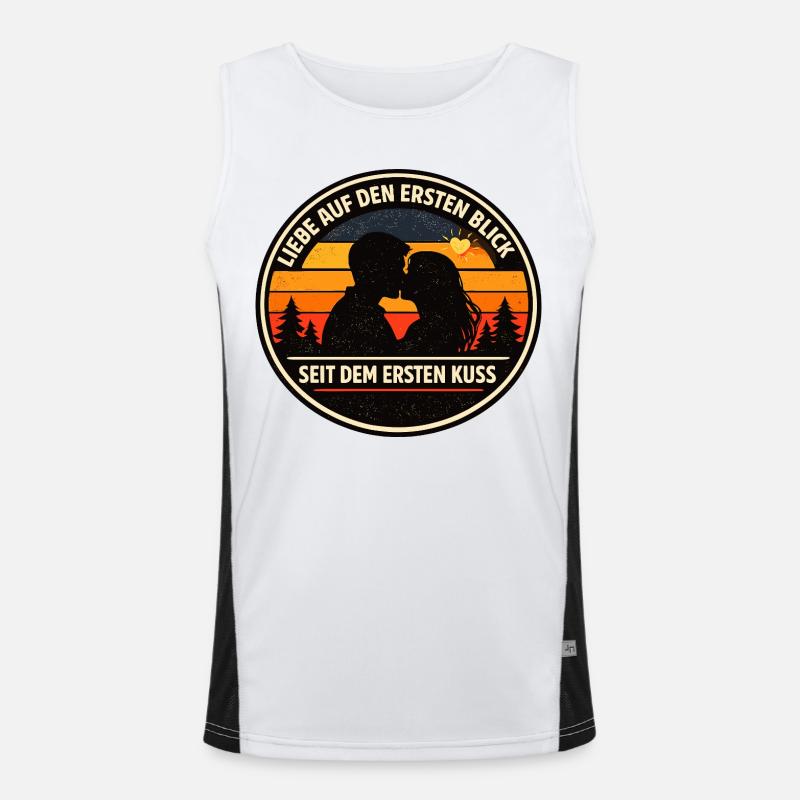Liebe auf den ersten Blick Spruch Funktionelles Kontrast-Tank Top für Männer 