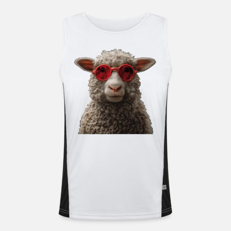 Schaf mit Sonnebrille Funktionelles Kontrast-Tank Top für Männer 