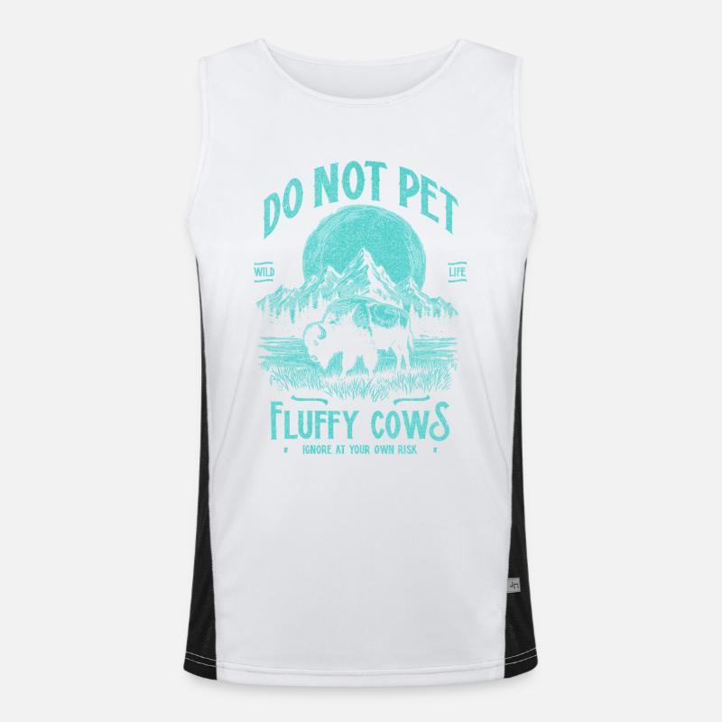 Vintage Buffalo Do Not Pet Fluffy Cows Funny Bison Men's Functional Contrast Tank Top 