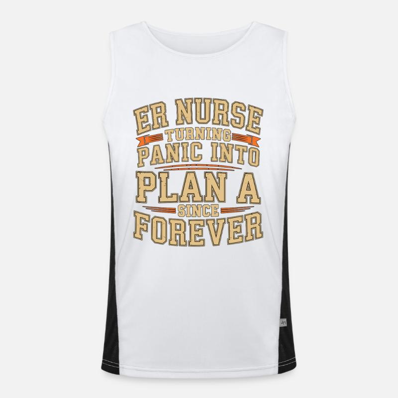 ER Nurse Turning Panic Into Plan Trauma Nurse Men's Functional Contrast Tank Top 