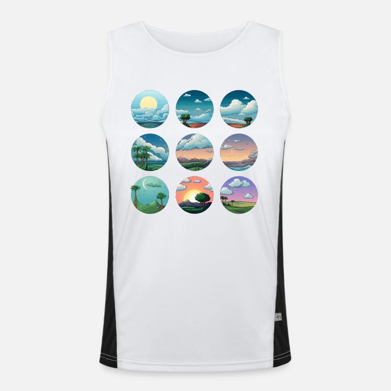 Kreislandschaften der Sonne Funktionelles Kontrast-Tank Top für Männer 