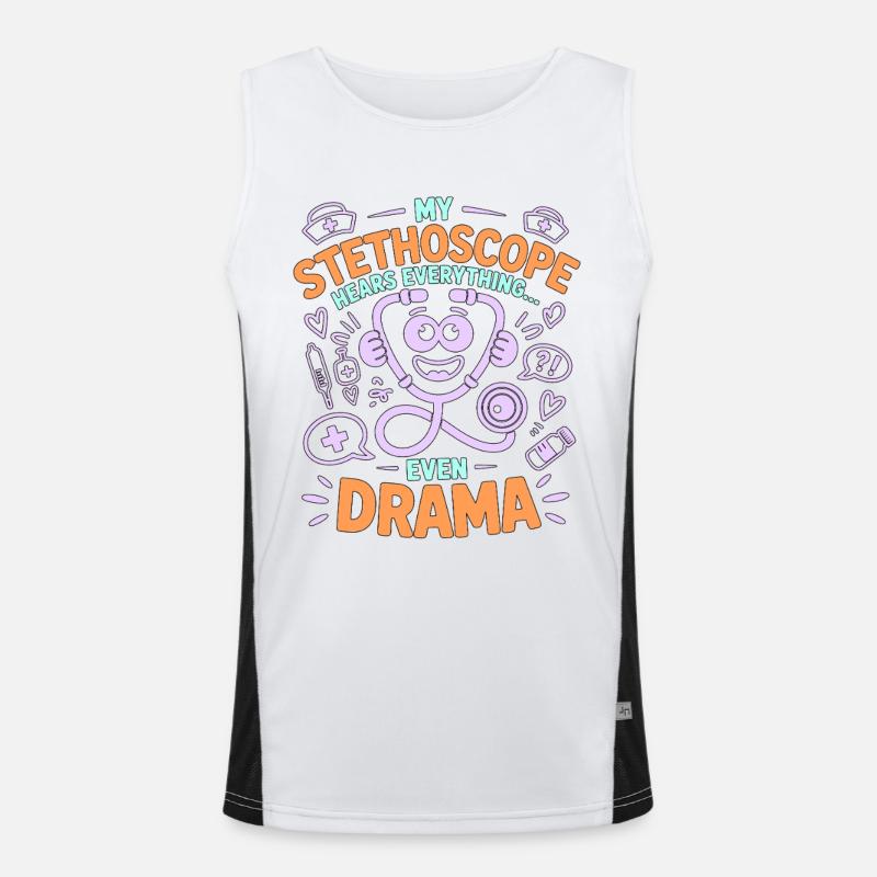 Nurse Practitioner My Stethoscope Hears Nursing - Men's Functional Contrast Tank Top  - white/black