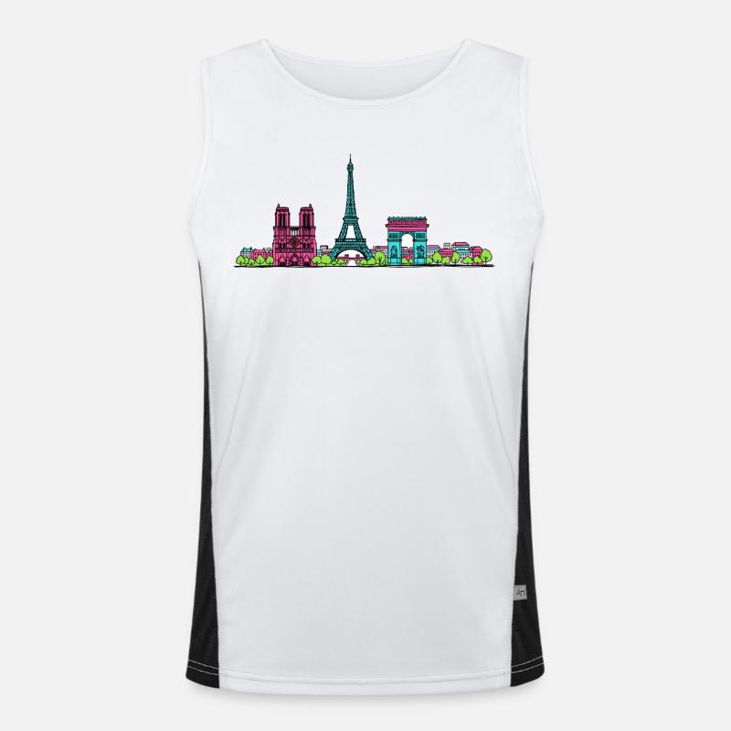 Paris City Skyline Eiffel Tower Modern Line Art Men's Functional Contrast Tank Top 