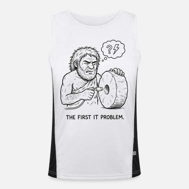 The First IT Problem - Men's Functional Contrast Tank Top  - white/black