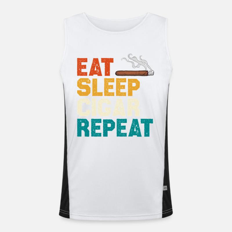 Eat Sleep Cigar Repeat Tee Funktionelles Kontrast-Tank Top für Männer 