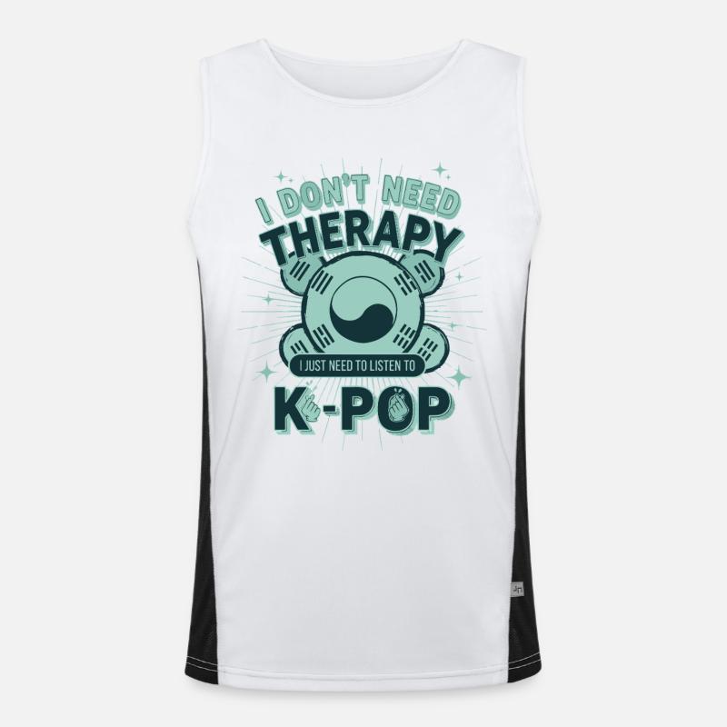 Ich brauche keine Therapie, ich muss einfach K-Pop hören Funktionelles Kontrast-Tank Top für Männer 