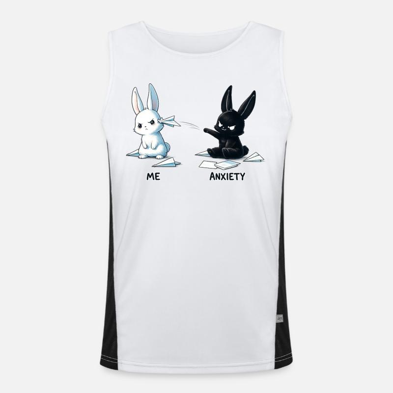 Angst Hase Meme Design Funktionelles Kontrast-Tank Top für Männer 