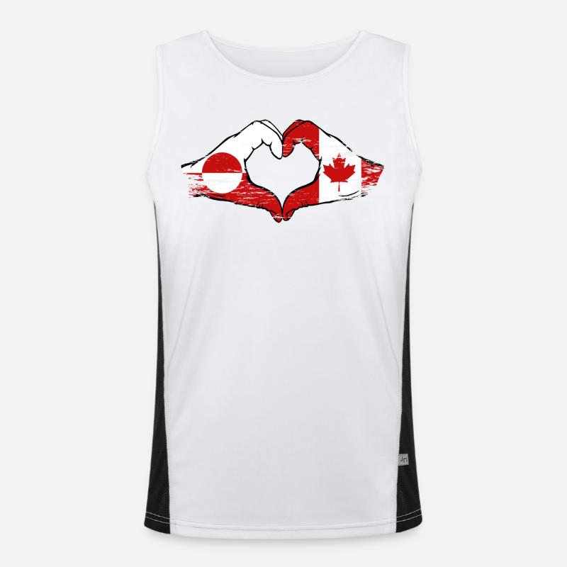 Mains du drapeau du Groenland, Canada, forme de cœur utilisée Débardeur respirant contrasté Homme 